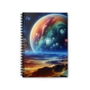 Colorful Planet Waves Spiral Notebook - Ruled Line, Lisa Frank Space Design, Cute School Supplies, Writing Journal, Gift for Students, Back