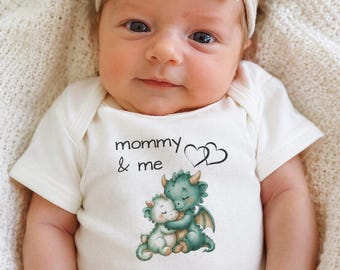 Mommy & Me Green Dragon-babyromper | Schattige babydraak lekker liggen