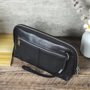 Personalized Leather Tech Organizer Bag | Handmade Electronics Accessories Travel Case for Cables, Chargers & Gadgets | leather gift for mom image 10