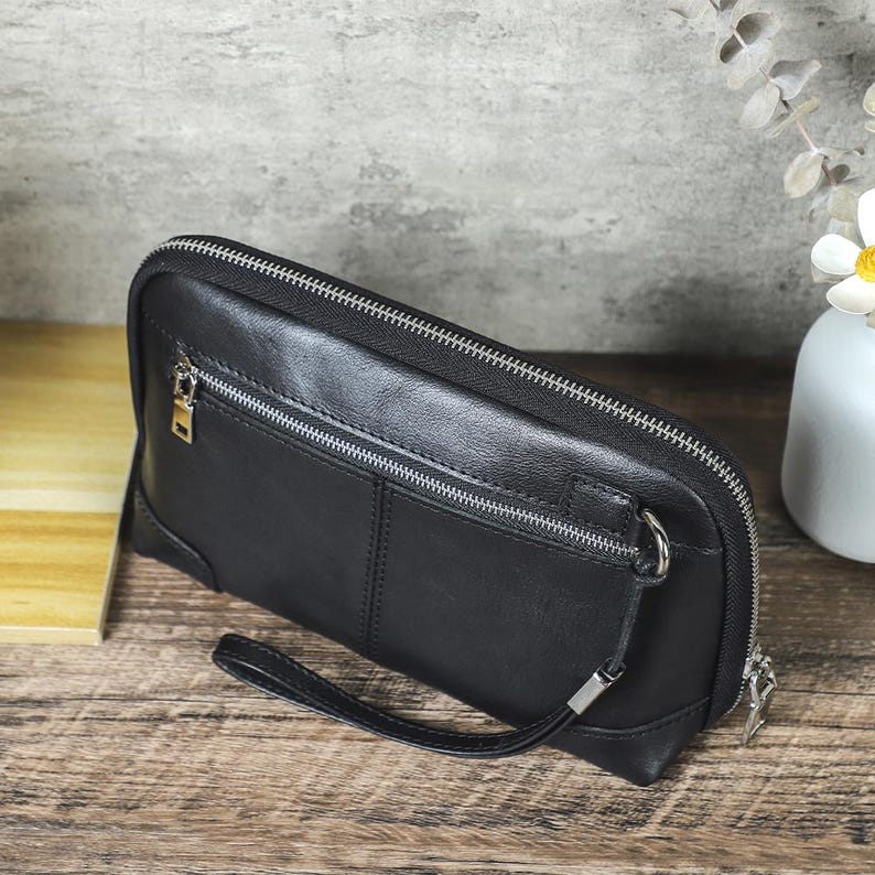 Personalized Leather Tech Organizer Bag | Handmade Electronics Accessories Travel Case for Cables, Chargers & Gadgets | leather gift for mom image 10