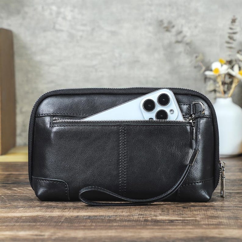 Personalized Leather Tech Organizer Bag | Handmade Electronics Accessories Travel Case for Cables, Chargers & Gadgets | leather gift for mom image 9