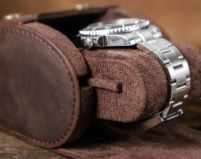 Personalized Leather Watch Box | Handmade Crazy Horse Leather Jewelry Case | Travel Watch Organizer | Gift for Men & Fathers