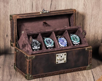 Luxury Leather Watch Case | Handmade watch Storage Box | Travel Watch Organizer Holder | Personalized Watch Display Box | Gift for Him