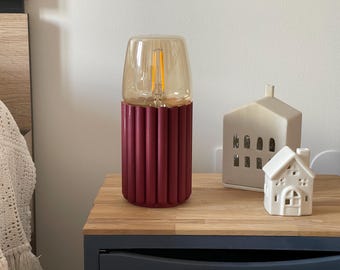 3D printed red bedside lamp