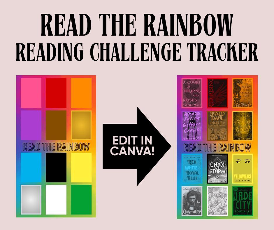Read the Rainbow Instagram Story Template | Canva Editable | Digital Reading Tracker | Book Challenge Template | Rainbow Book Titles