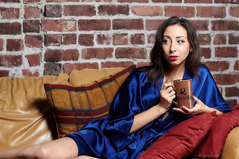 Black Silk Robe. Black Pure Silk Robe. Perfect Gift for Her Ready to