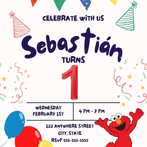 Colorful Elmo Birthday Invitation Template