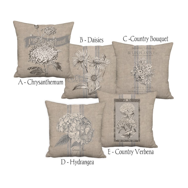 Rustic Americana Country Farmhouse Grain Sack Style Coordinates - 16x 18x 20x 22x 24x 26x 28x Inch Pillow Cover Linen Cotton Pillow