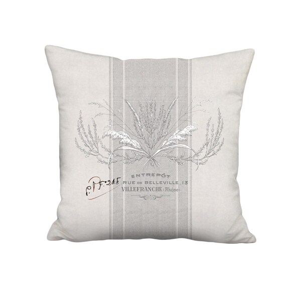 20x20 - READY TO SHIP - Linen Cotton Brambles French Grey Grain Sack Style Pillow Cover - Country Cottage Farmhouse Decor