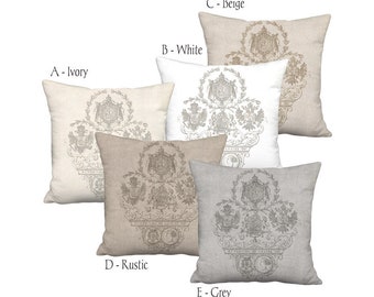 Exposition Nantes Linen Cotton French Farmhouse Pillow Cover - Pillow - 16x16 18x18 20x20 22x22 24x24 26x26 28x28 Inch Cushion Cover