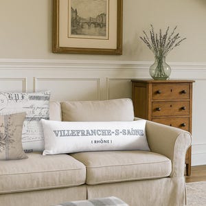 French Country Long Accent Pillow Cover Villefranche-S-Saone Linen Cotton - READY TO SHIP - Fits 36x14 Inch Insert - Finished 34x13