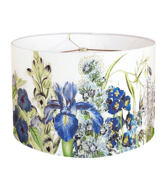 Items similar to MEDIUM Linen Blue Garden Lamp Shade Azure Cornflower
