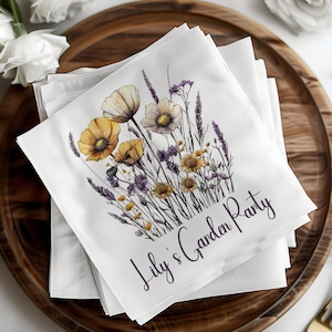 Custom Napkins, Garden Party Floral Design, Personalized Napkins, Elegant Party Decor, Flower Napkins, Event Decor, Custom Garden Party