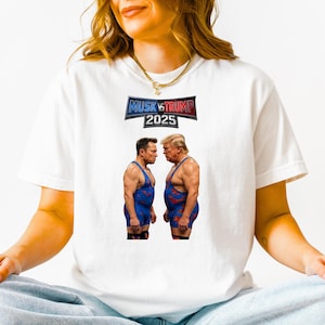 Shirt Trump Musk Fight – T-shirt politieke parodie – T-shirt miljardair Drama – Satirische kleding popcultuur