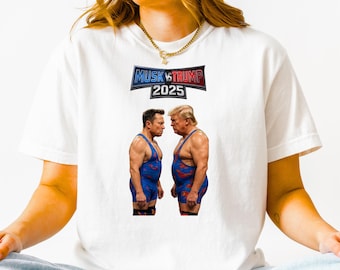 Trump Musk Fight Shirt – Political Parody Tee – Billionaire Drama Graphic T-Shirt – Satirical Pop Culture Apparel