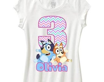 Blue dog birthday shirt