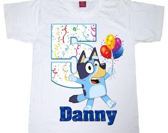 Blue dog birthday shirt
