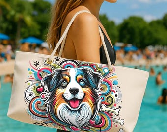 Large Summer Beach Tote: Pet Lover's Weekender Bag