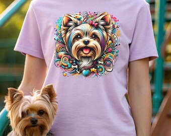 Camiseta con estampado de Yorkshire Terrier: camiseta unisex de manga corta