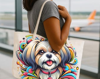 Large Summer Beach Tote: Pet Lover's Weekender Bag