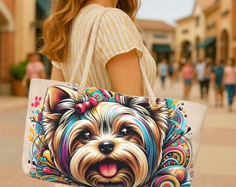 Large Summer Beach Tote: Pet Lover's Weekender Bag