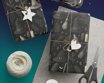 Witch's Yule Wrapping Paper - Gothic Pagan Christmas Gift Wrap