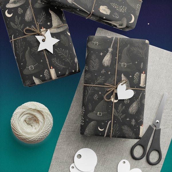 Witch's Yule Wrapping Paper - Gothic Pagan Christmas Gift Wrap