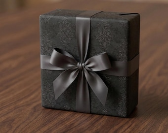 Black Damask Wrapping Paper: Dark Floral Gift Wrap Gothic Luxury Minimalist Elegant