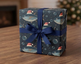 Fishing Christmas Wrapping Paper: Santa Hat Tuna Holiday Gift Wrap Angler Fish Xmas Outdoorsman
