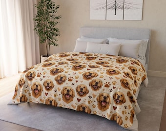 Manta polar Sherpa Golden Retriever - Regalo acogedor para amantes de los perros, ideal para dueños de Retrievers.