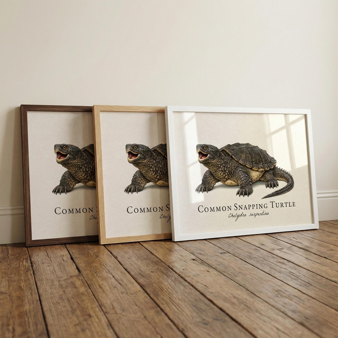 Common Snapping Turtle Framed Print – Vintage Scientific Illustration ...