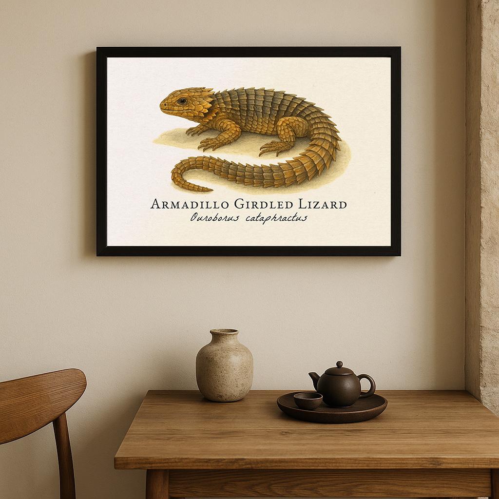 Armadillo Girdled Lizard Framed Print – Vintage Scientific