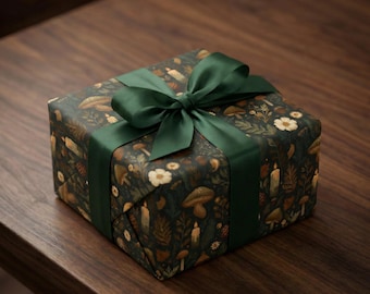 Waldhexe Geschenkpapier: Cottagecore Pilz Botanische Geschenkverpackung für Naturliebhaber Dekor