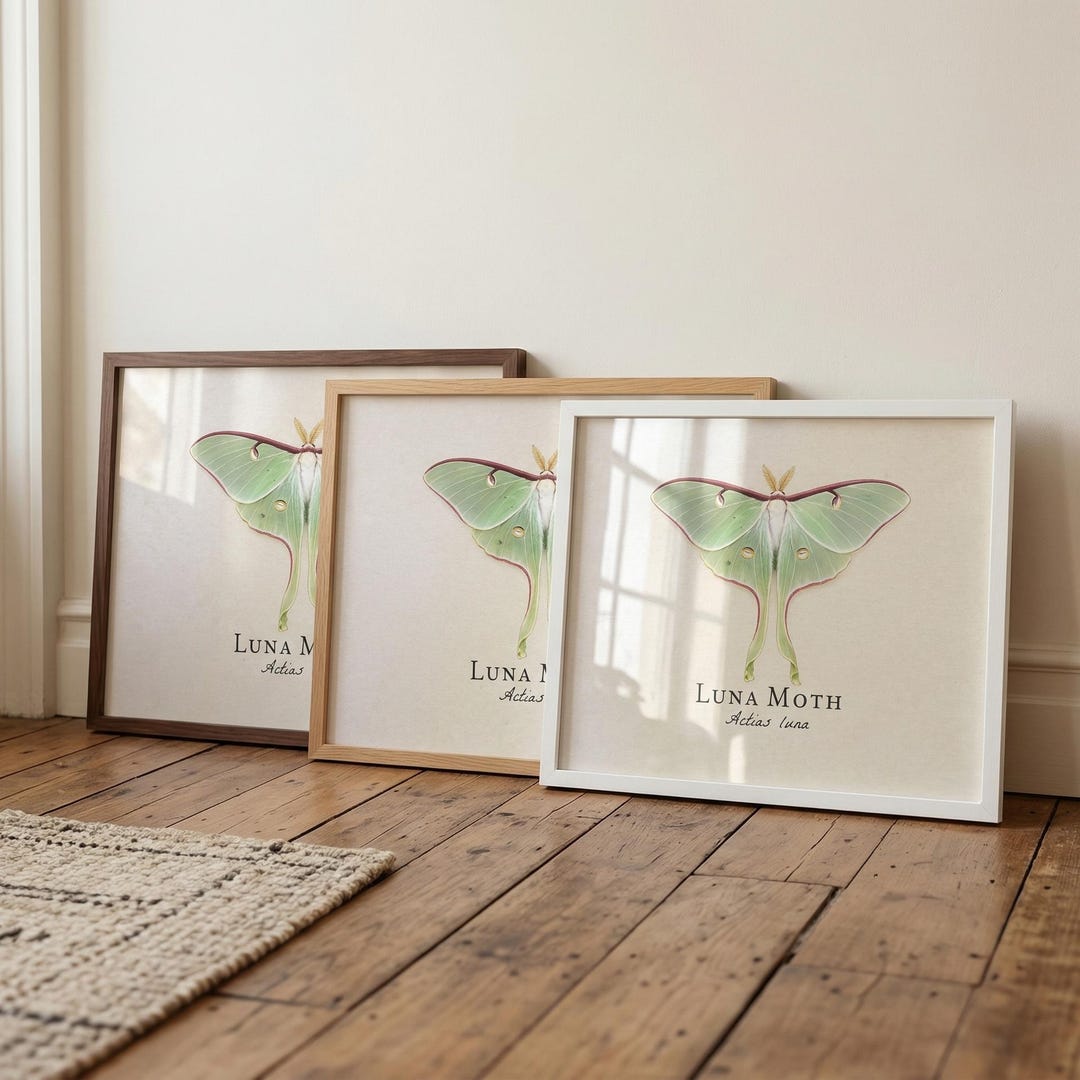 Luna Moth Framed Print – Vintage Scientific Illustration of Actias Luna ...