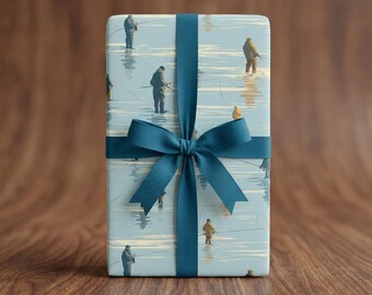 Fly Fishing Wrapping Paper: Wading Angler River Gift Wrap Outdoorsman Fisherman Dad Birthday