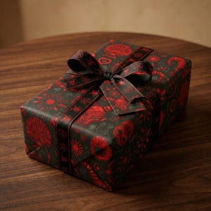 Krampus Wrapping Paper: Gothic Skull Ram Horn Dark Christmas Gift Wrap for Gothmas