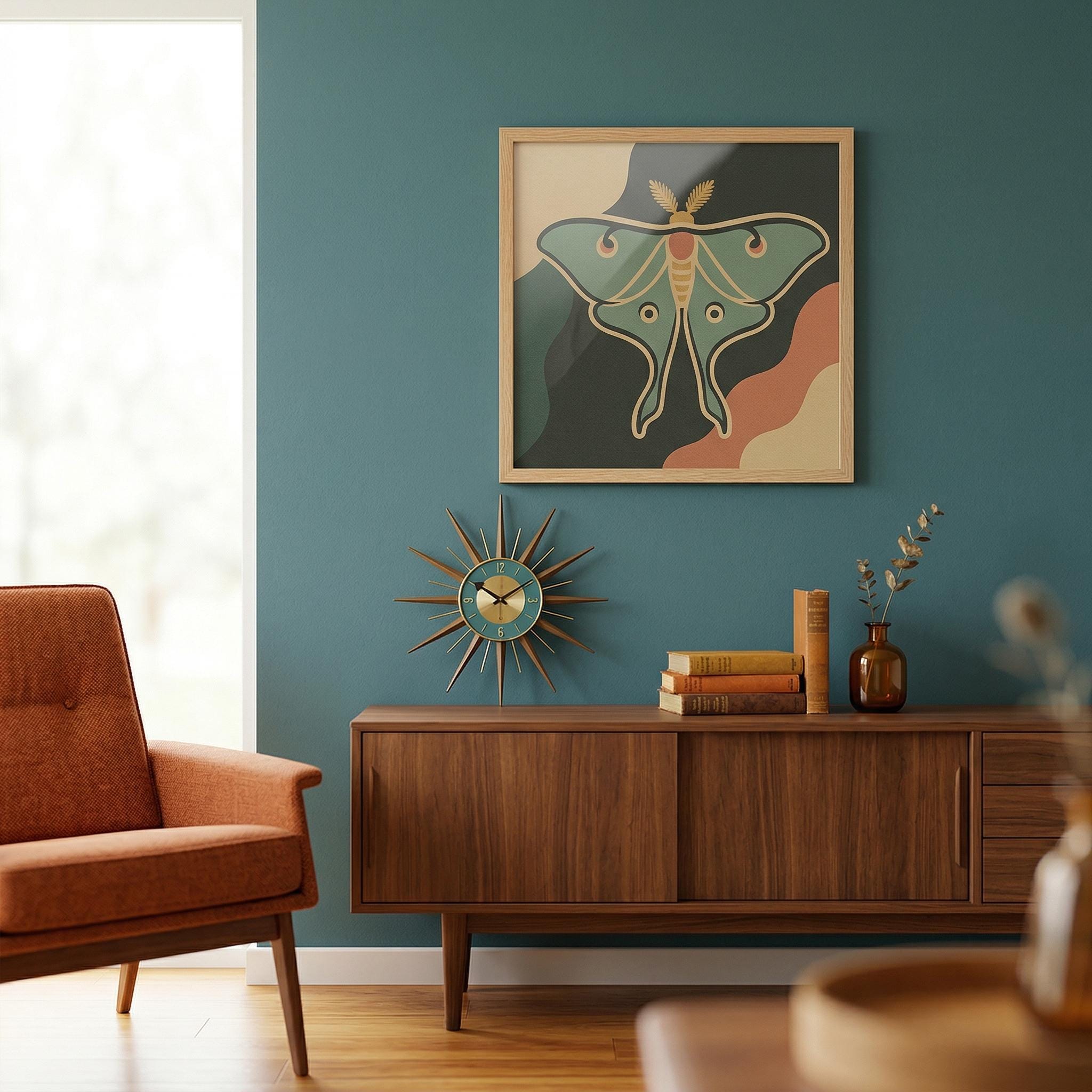 Luna Moth Art Print: Boho Sage Green Cottagecore Bedroom Wall Decor - Etsy