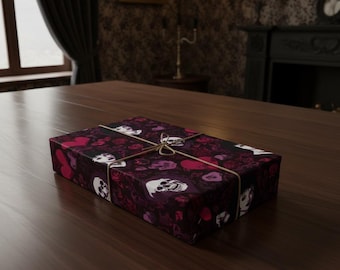 Valentines Gift Wrap Goth Girl Skulls Wrapping Paper Dark Romantic