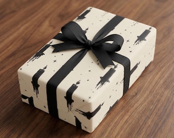 Gothic Candle Wrapping Paper: Black Dripping Taper Witchy Gift Wrap Dark Spooky Halloween