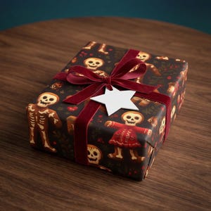 Gingerdead Man Christmas Wrapping Paper: Gothic Holiday Skeleton Gingerbread Gift Wrap