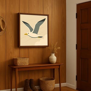 Seagull Wall Art: Mid Century Modern Print Minimalist Coastal Decor Beach House image 14