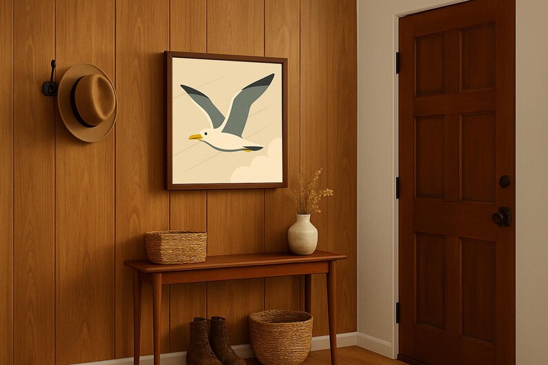 Seagull Wall Art: Mid Century Modern Print Minimalist Coastal Decor Beach House image 14