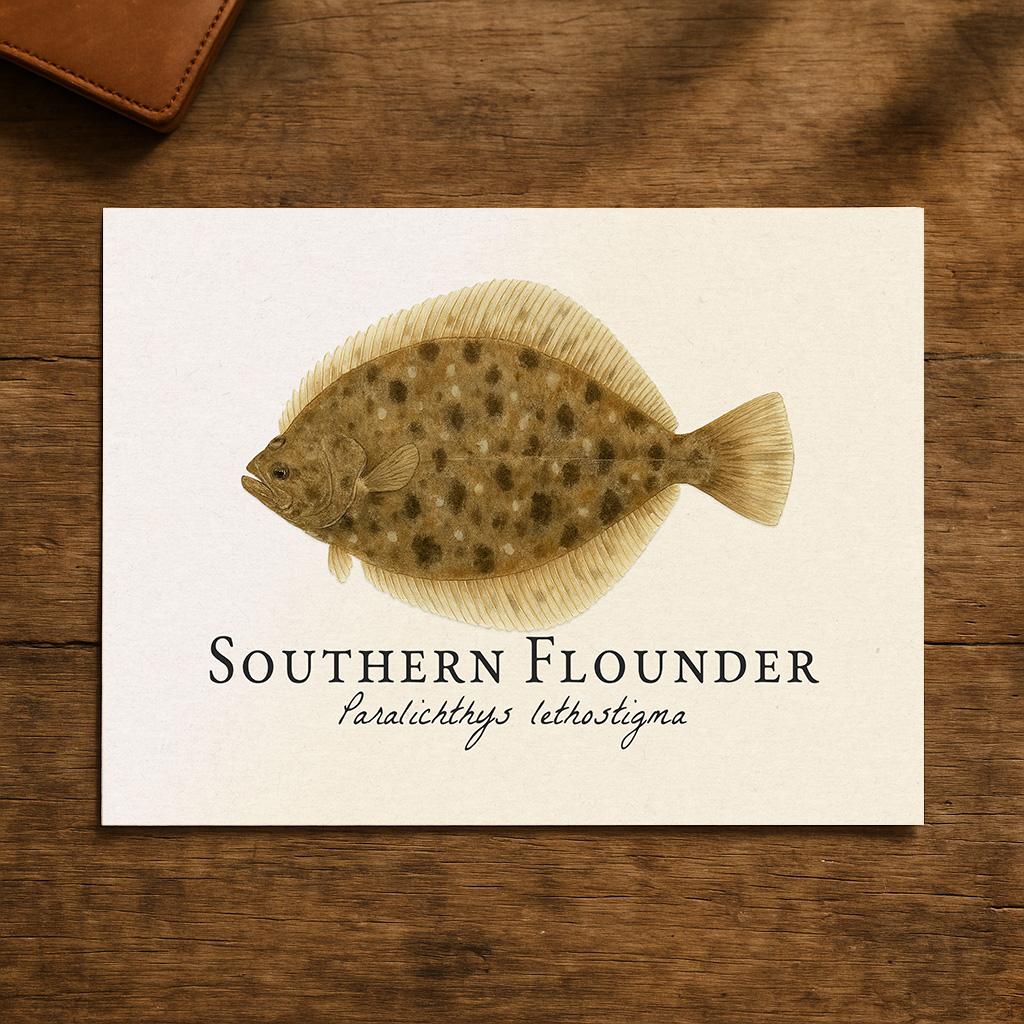 Southern Flounder Framed Print – Vintage Scientific Illustration