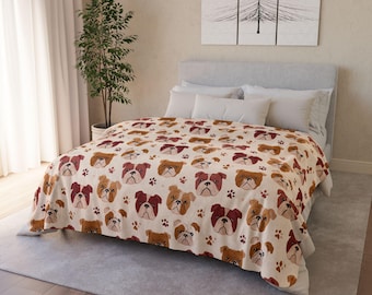 English Bulldog Sherpa Fleece Blanket - Dog Lover Gift