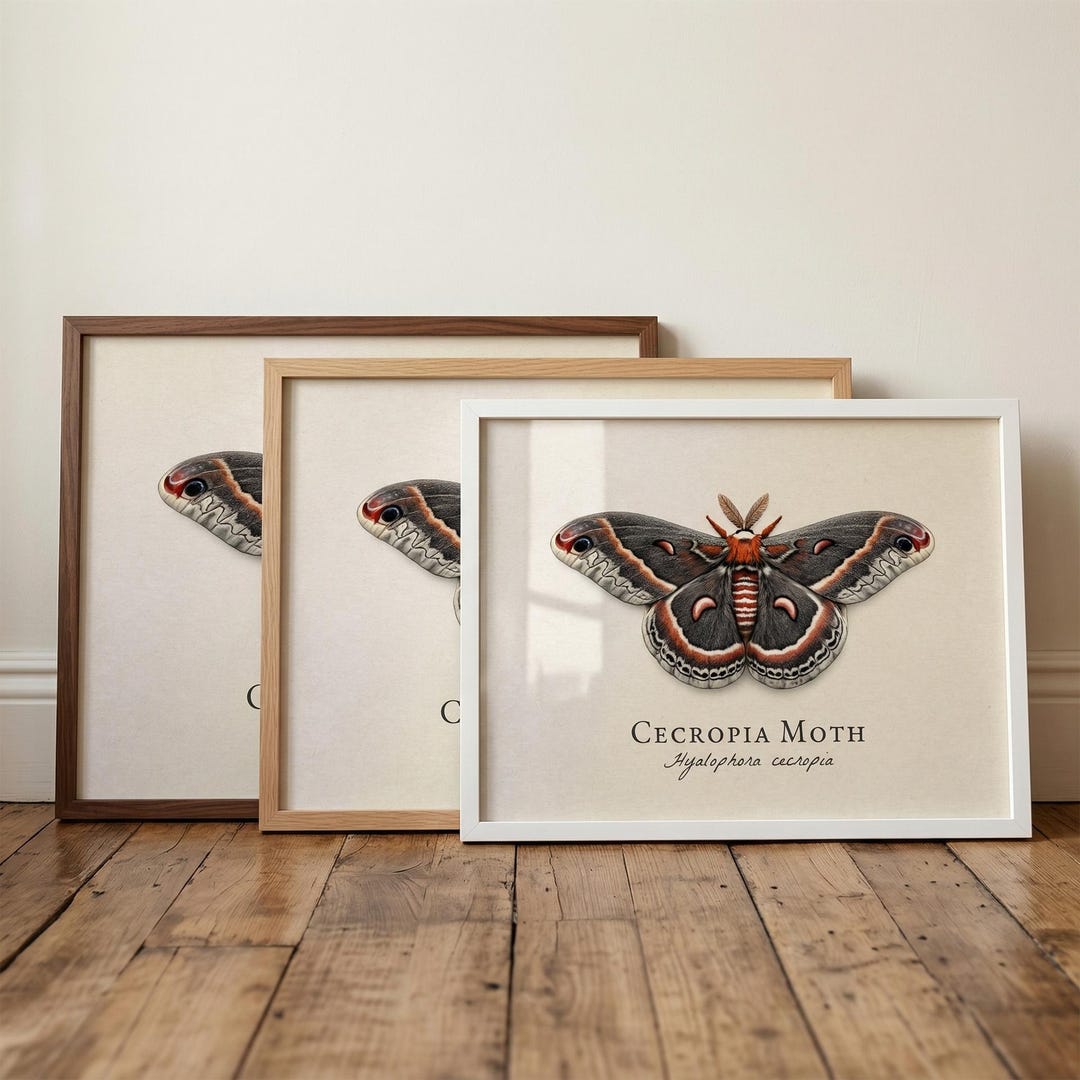 Cecropia Moth Framed Print – Vintage Scientific Illustration of ...