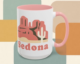 Retro Sedona Coffee Mug – Red Rocks & Cactus Arizona Souvenir