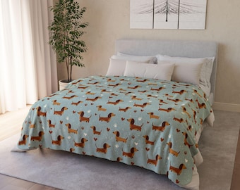 Dachshund Sherpa Fleece Blanket - Cute Dog Lover Gift for Dachshund Owners and Wiener Dog Fans