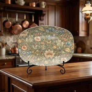 Plato para servir William Morris: Plato ovalado floral de estilo Arts Crafts para la decoración victoriana del hogar.