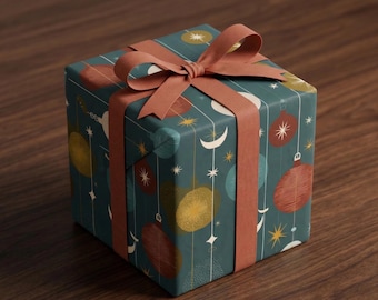 Mid Century Modern Christmas Wrapping Paper: Retro Ornament Holiday Gift Wrap MCM Atomic