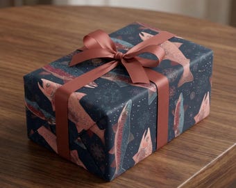 Salmon Wrapping Paper: Trout Snowflake Winter Holiday Gift Wrap Fly Fishing Christmas Angler